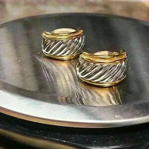 Vintage Carucci gold silver tone clip-on earrings